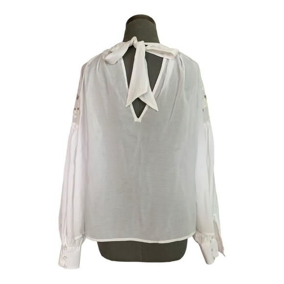 Women’s Top FREE PEOPLE Have It My Way Shirt Beads Embroidered Mutton Sleeve Top - Picture 7 of 10